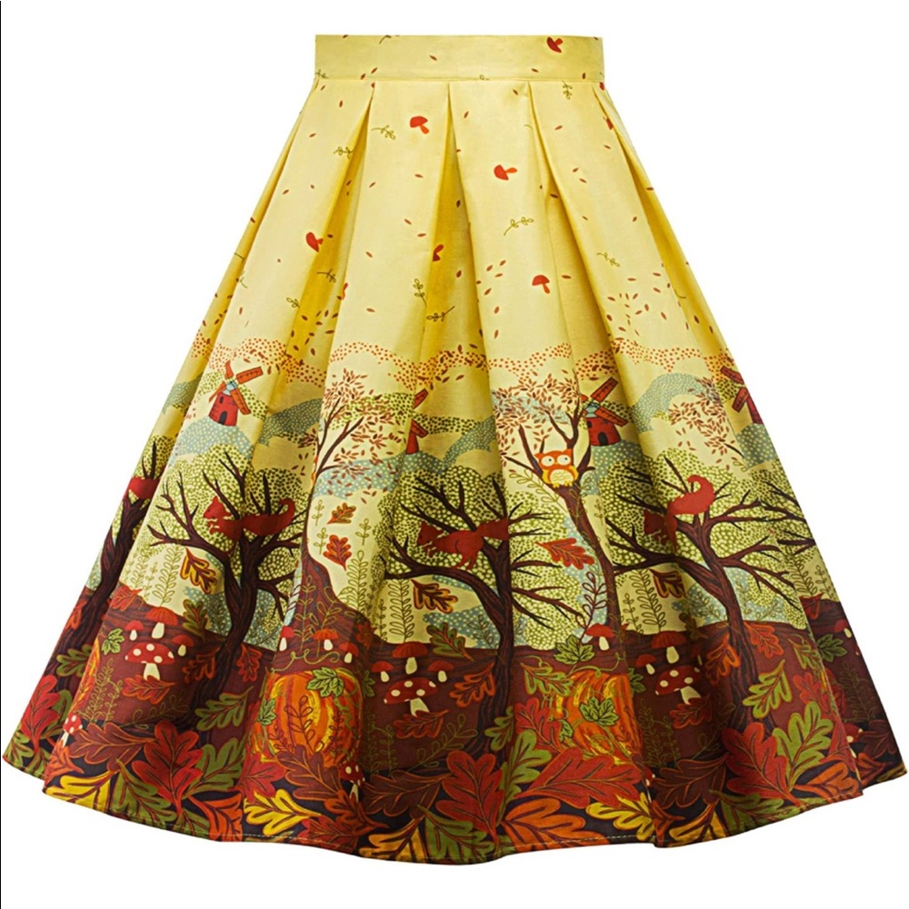 NWOT fall teacher swing skirt retro style size medium